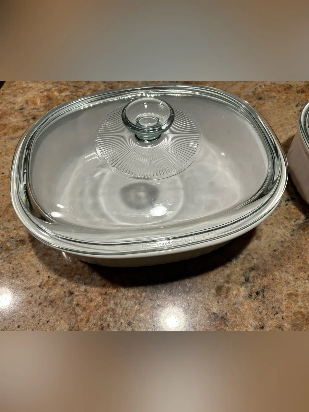2 Pyrex Glass Oval Lids #F12C & #DC 1.5 Fits Corningware Oval French White.